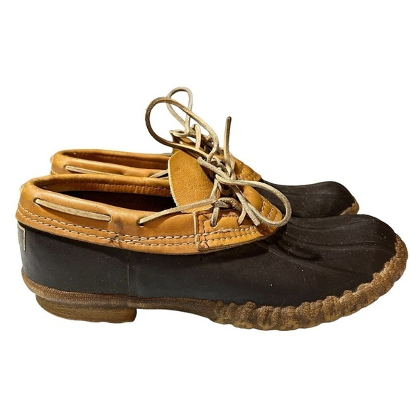 VINTAGE Mens LL BEAN Maine Hunting Shoe Boots Duck Leather Rubber Mocs 8M - Picture 2 of 10